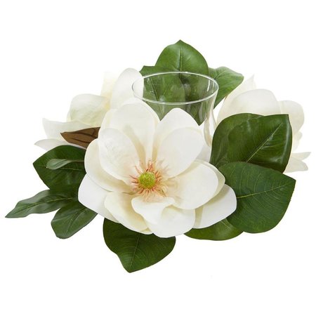 NEARLY NATURALS 13 in. Magnolia Artificial Candelabrum Arrangement 4346